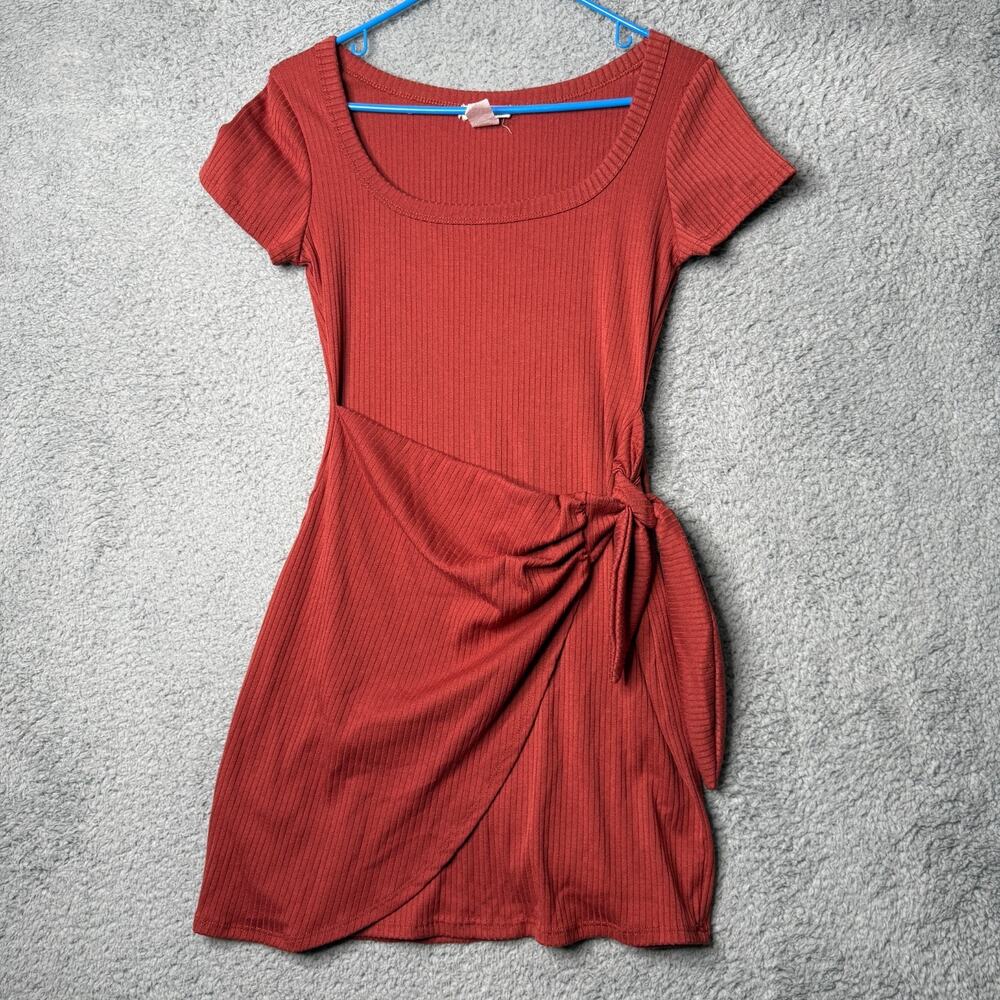Rolla Coaster Dress Womens Medium Orange Tie Front Scoop Neck Short Sleeve